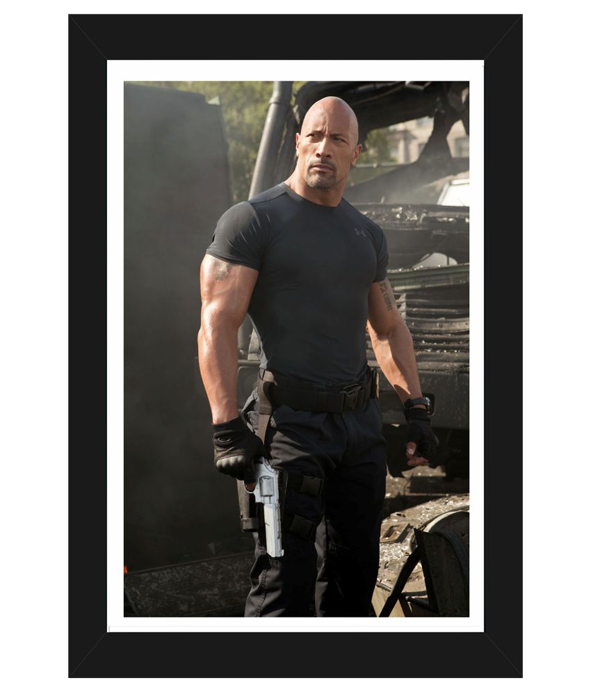 Trophydeal The Rock Hd Portrait Hd Matte Poster With Wooden Frame ...