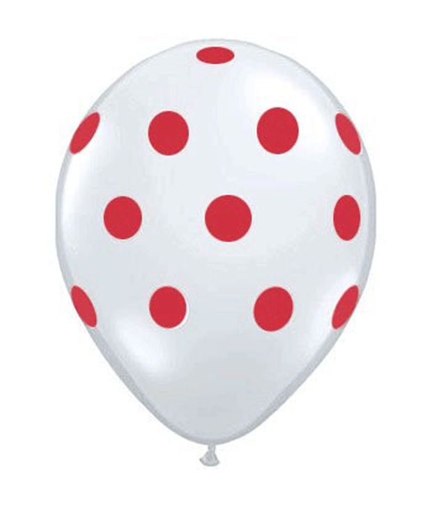 BALLOON JUNCTION WHITE POLKA DOT Birthday Party Balloons Pack of 20 XXL ...