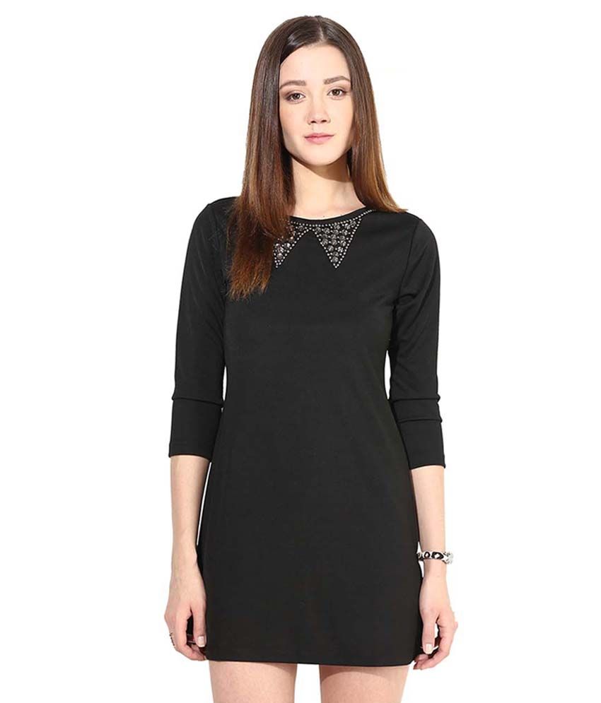 Buy Calgari Black Polyester Elastane Dress Online at Best Prices in ...