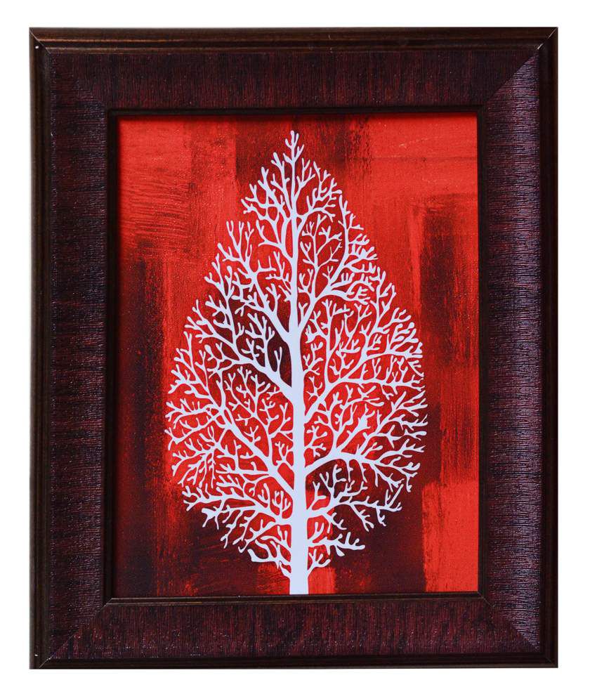     			eCraftIndia Red and White Synthetic Wood Still Life Painting