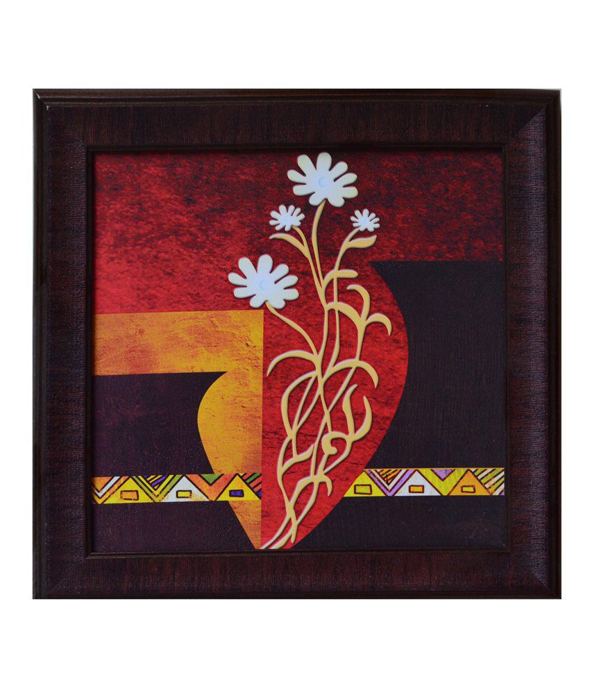    			eCraftIndia Red and Yellow Synthetic Wood Abstract Painting