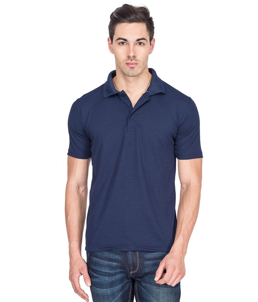 Billy Buddha Solid Dri-Fit Navy Blue Polo Neck T Shirt - Buy Billy ...