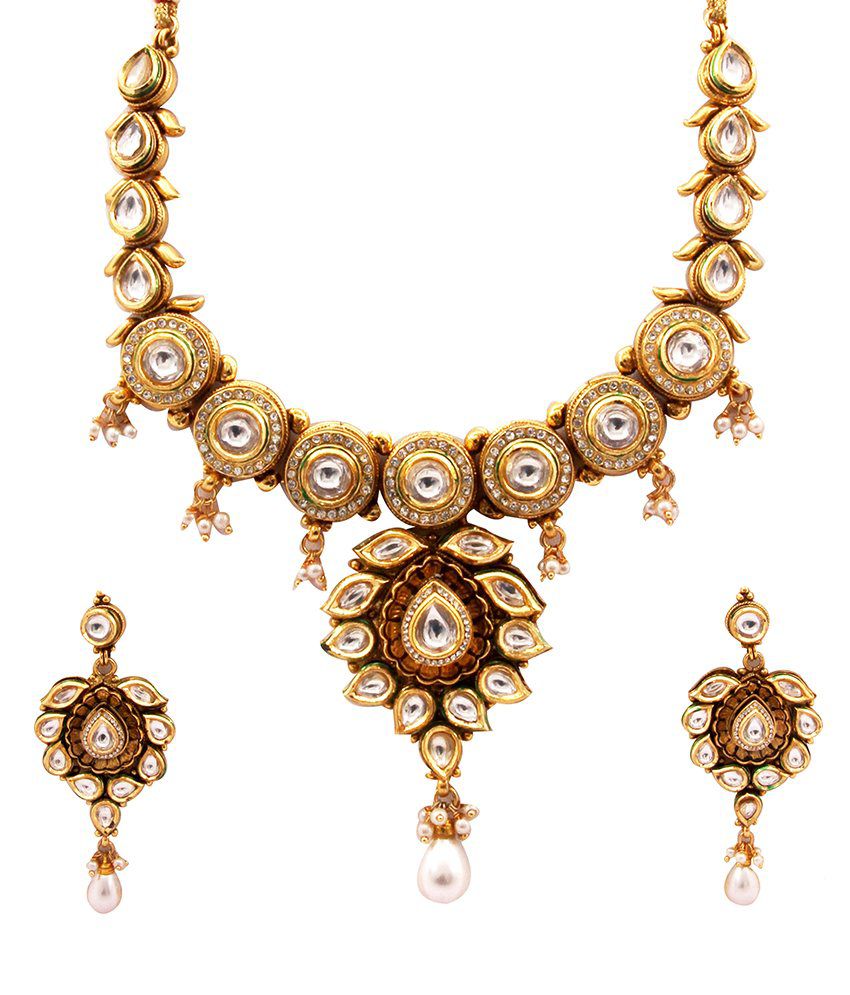 Kushi Gold Plated Kundan Necklace Set (Pearl) - Buy Kushi Gold Plated ...