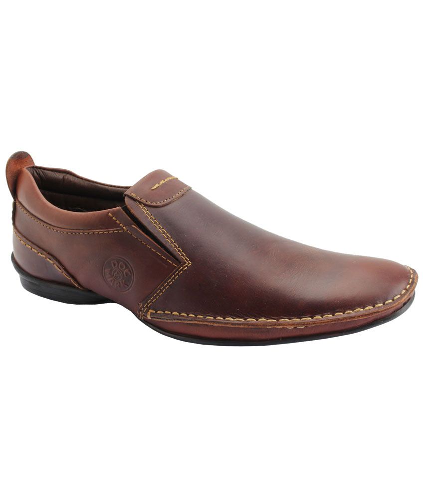 Doc & Mark Brown Leather Slip On Casual Shoes - Buy Doc & Mark Brown ...