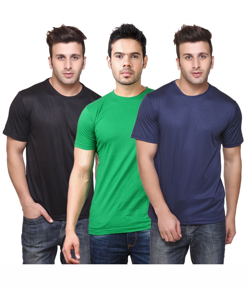     			Funky Guys Polyester Slim Fit Solid Half Sleeves Men's Round Neck T-Shirt - ( Pack of 3 )