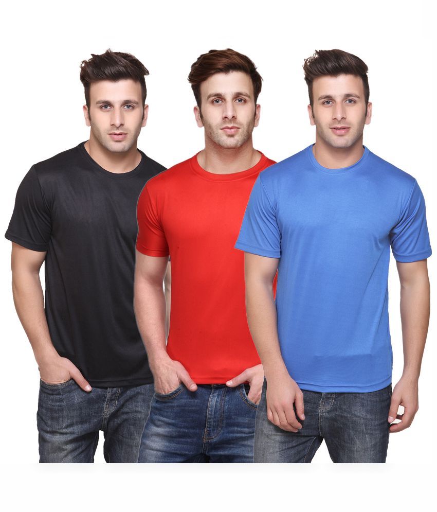     			Funky Guys Polyester Slim Fit Solid Half Sleeves Men's Round Neck T-Shirt - ( Pack of 3 )