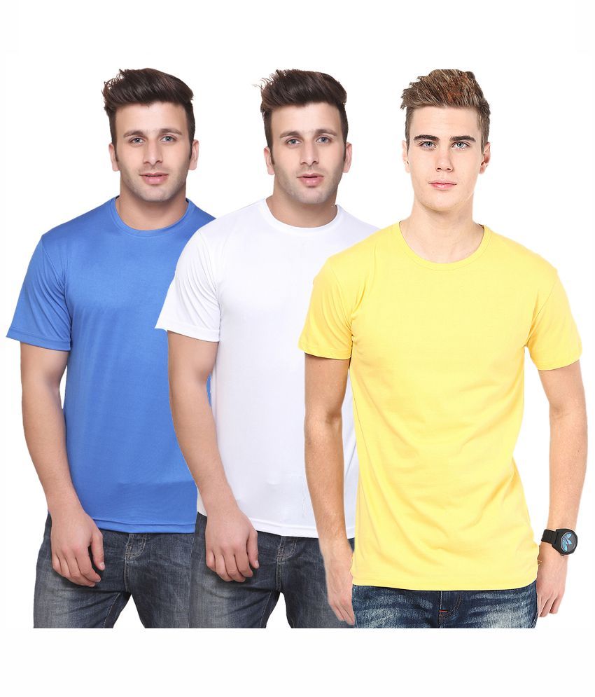     			Funky Guys Polyester Slim Fit Solid Half Sleeves Men's Round Neck T-Shirt - ( Pack of 3 )