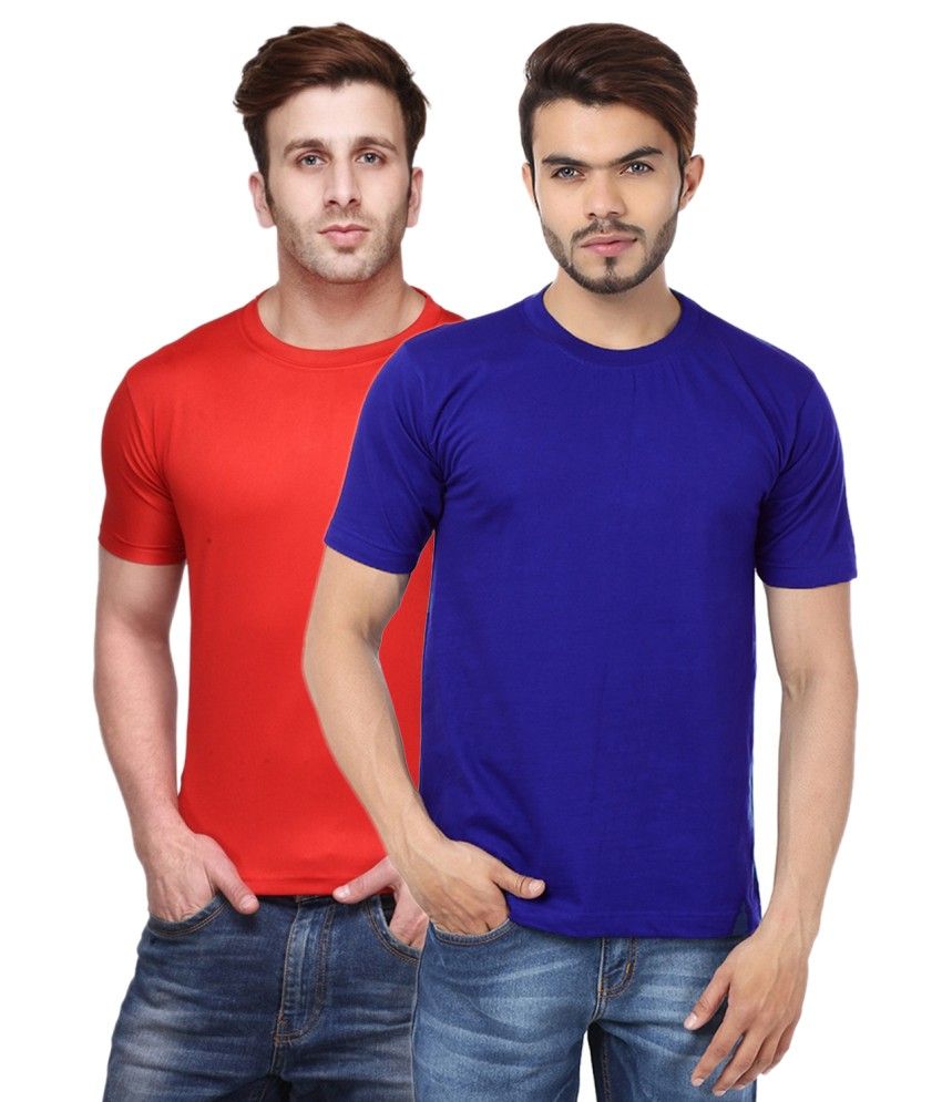     			Funky Guys Red And Blue Cotton Blend T-shirt Set Of 2