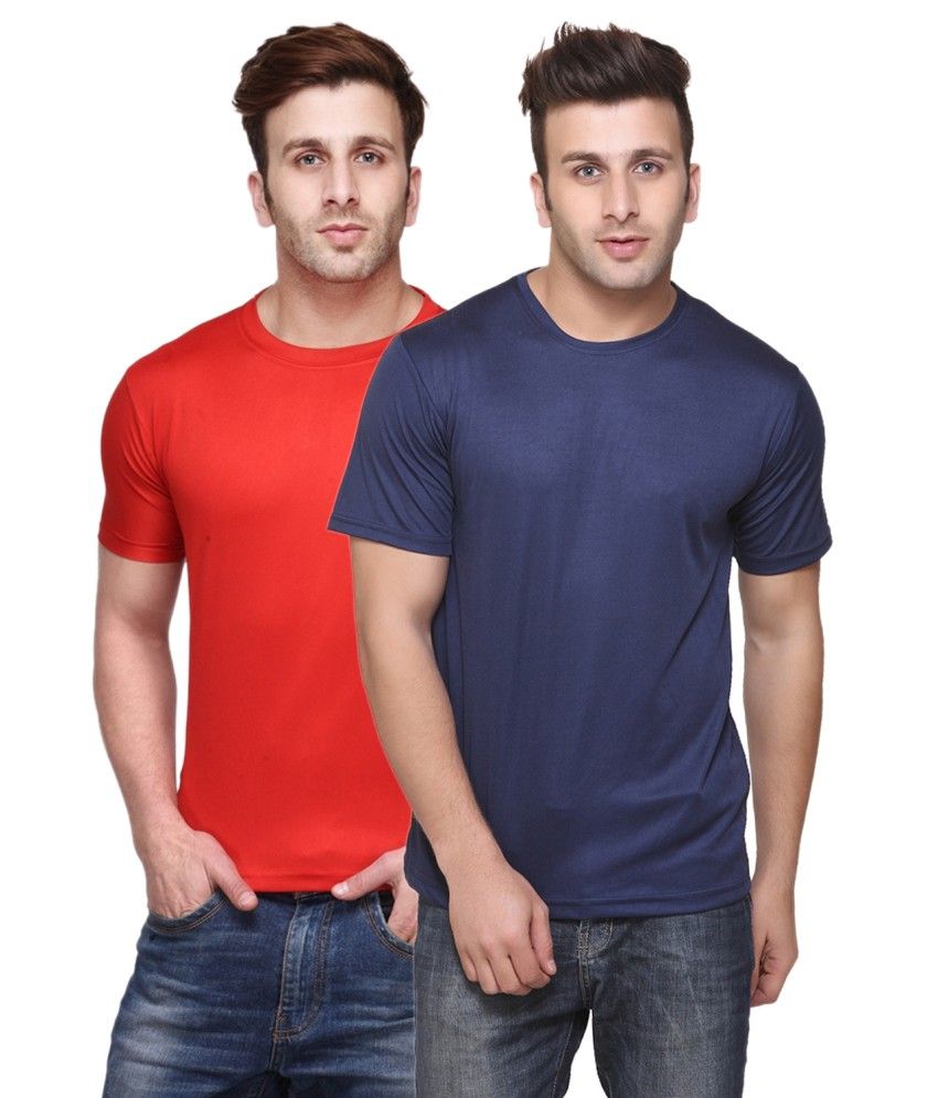     			Funky Guys Red And Blue Cotton Blend T-shirt Set Of 2