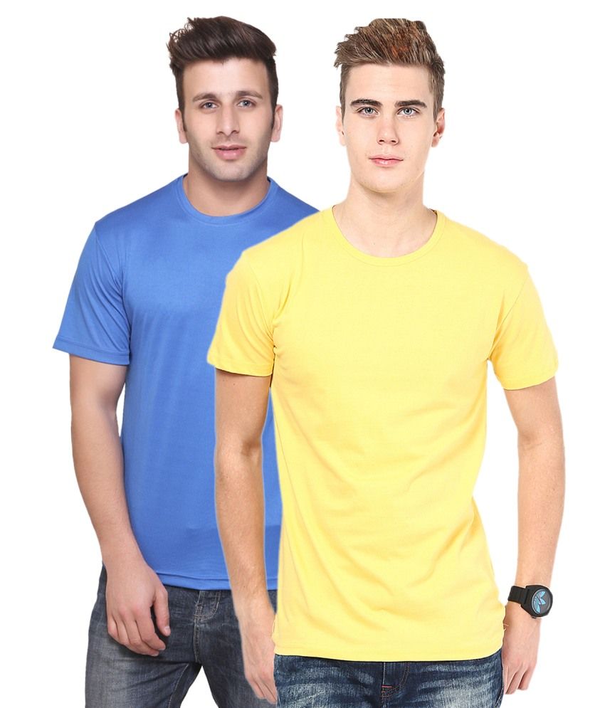     			Funky Guys Yellow And Blue Cotton Blend T-shirt Set Of 2