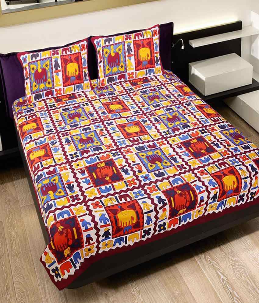     			UniqChoice 100% Cotton Rajasthani Traditional Printed King Size Double Bedsheet With 2 Pillow Cover