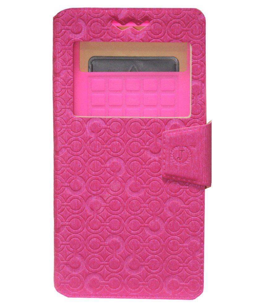 Jo Jo Cover Flip Cover With Silicon Holder For Gionee Ctrl V4 Exotic Pink available at SnapDeal for Rs.590