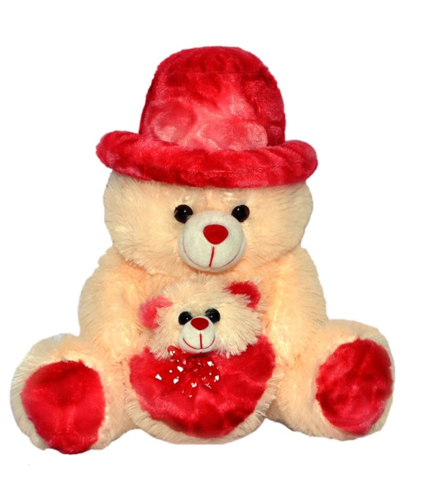 red teddy bear with cap