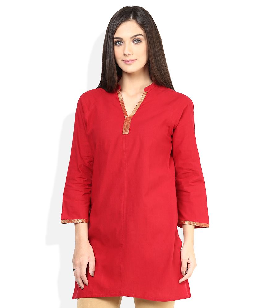 Fabindia Red Solid Tunic - Buy Fabindia Red Solid Tunic Online at Best ...