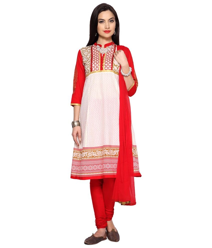 white churidar with red dupatta