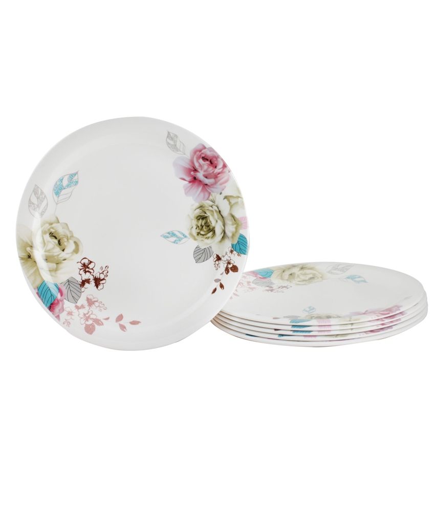 White Gold White Melamine Plates - Set of 6: Buy Online at Best Price ...