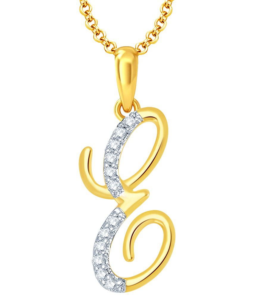 Sukkhi Gold & Rhodium Plated CZ Letter E Pendant: Buy Sukkhi Gold ...
