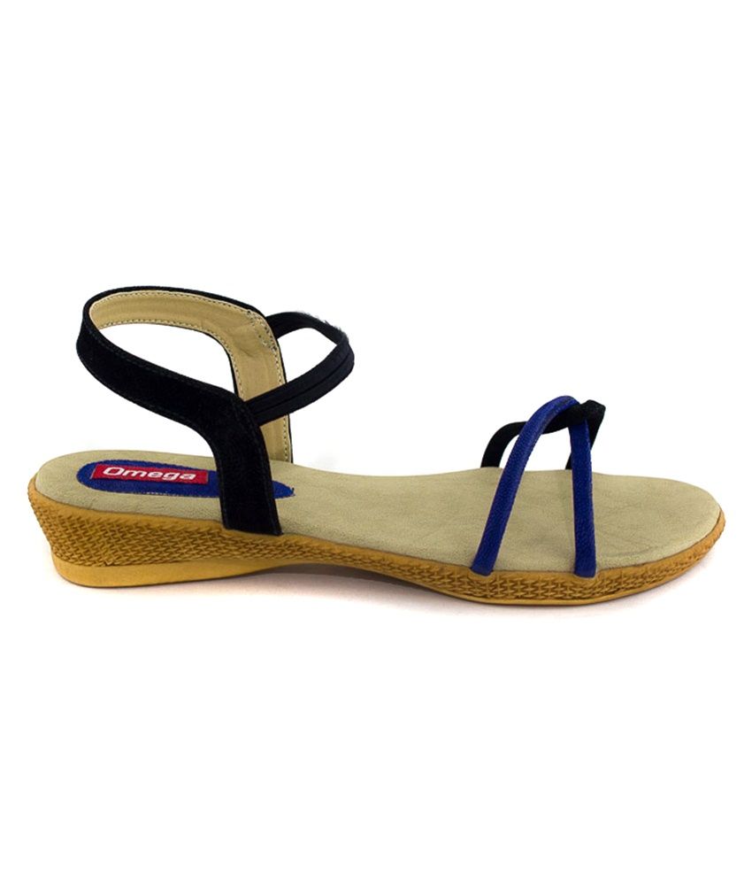 Omega Black & Blue Sandals Price in India Buy Omega Black & Blue