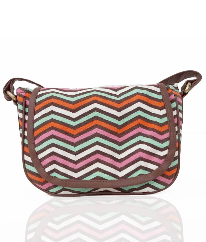 Carry On Bags Multi-coloured Cheveron Print Sling Bag - Buy Carry On ...