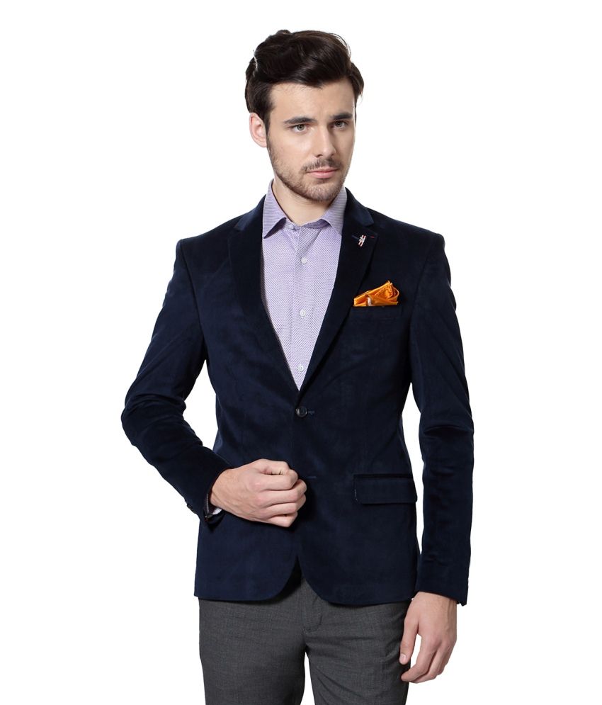 Louis Philippe Blue Cotton Blazer - Buy Louis Philippe Blue Cotton Blazer Online at Best Prices ...