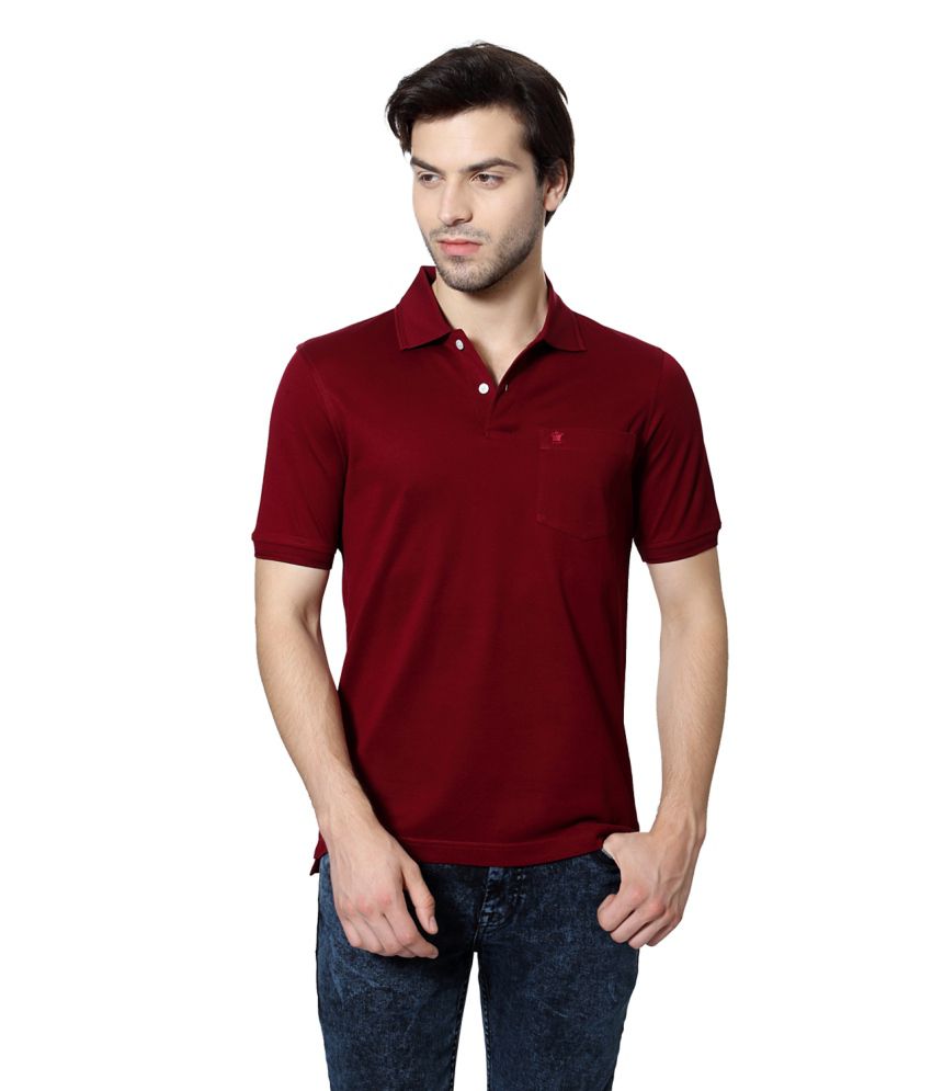Louis Philippe Maroon Cotton Polo T-shirt - Buy Louis Philippe Maroon ...
