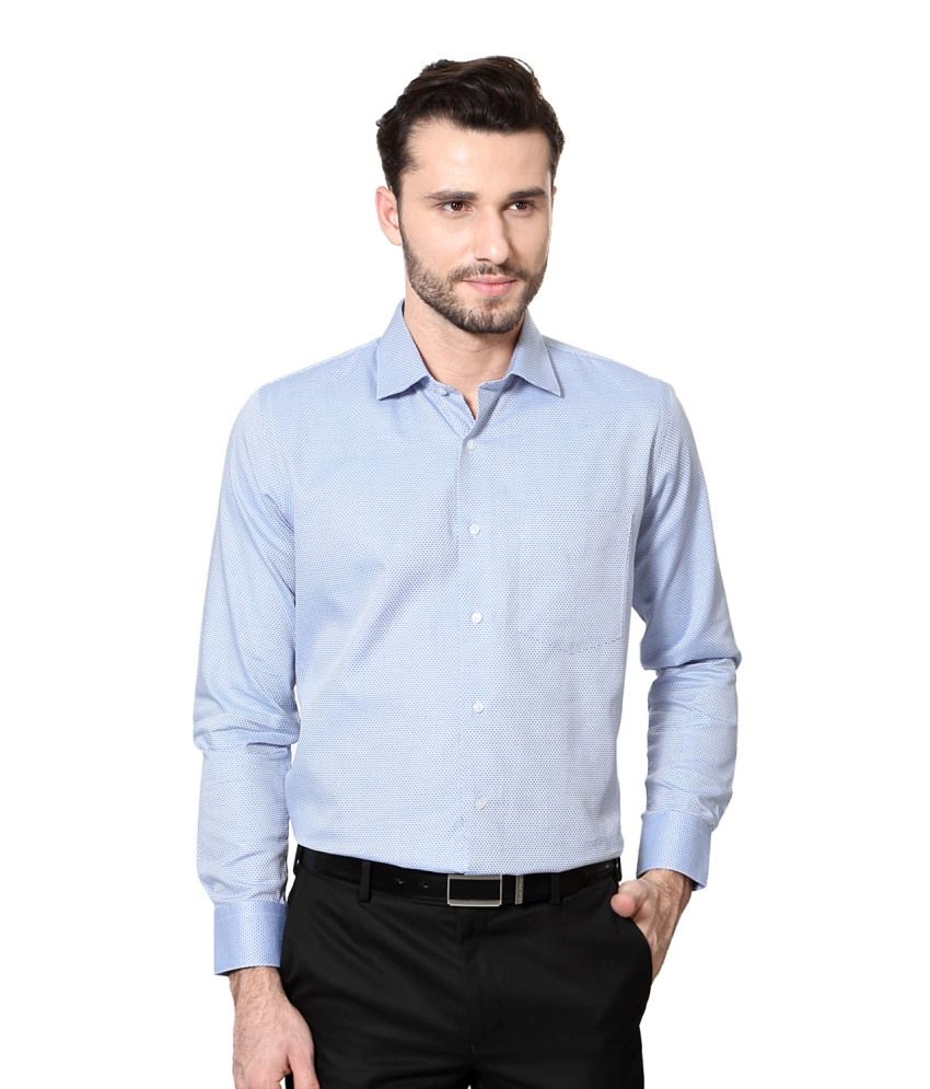 Van Heusen Blue Cotton Shirt - Buy Van Heusen Blue Cotton Shirt Online at Best Prices in India 