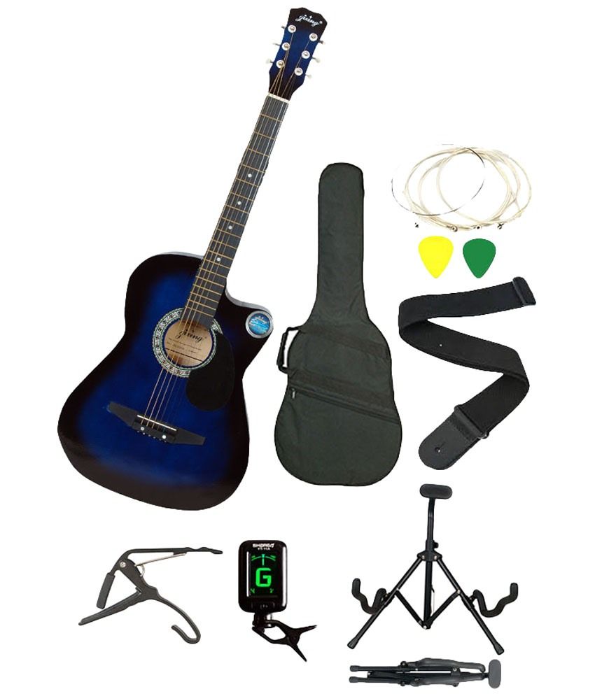 Jixing Combo of Blue Acoustic Guitar, Bag, Strap, Strings ...