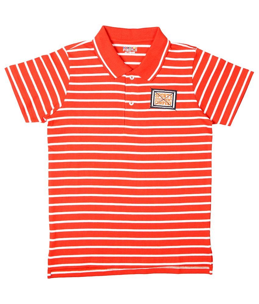 People Orange & White Polo Striped T Shirt for Boys - Buy People Orange ...