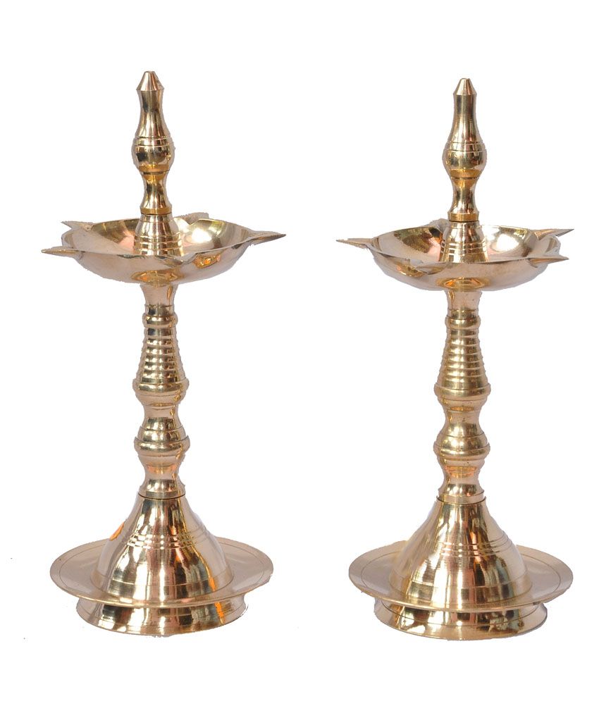 Choudula Glossy Brass Pooja Accessory Deepam Set Of 2 Buy Choudula