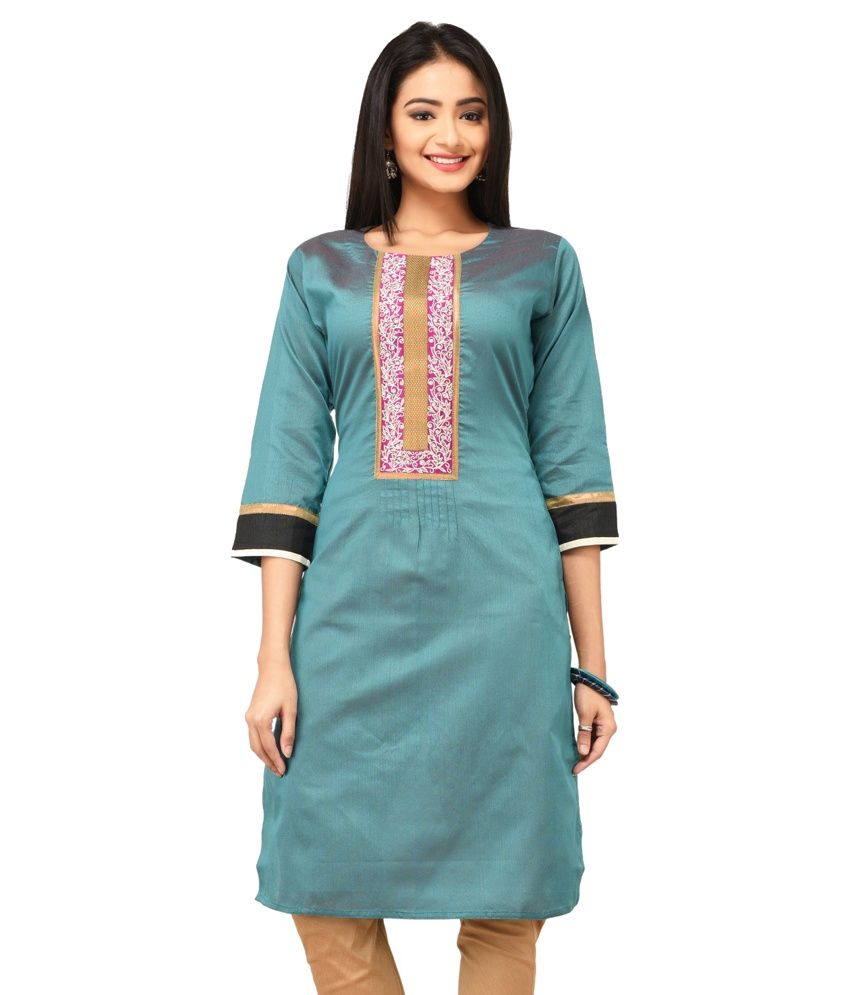 silk green kurti