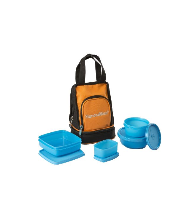 Signoraware Blue Carry Lunch Boxes with Bag 950 ml Set of 4