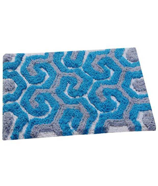     			Aazeem Blue Cotton Embroidery Floor Mat