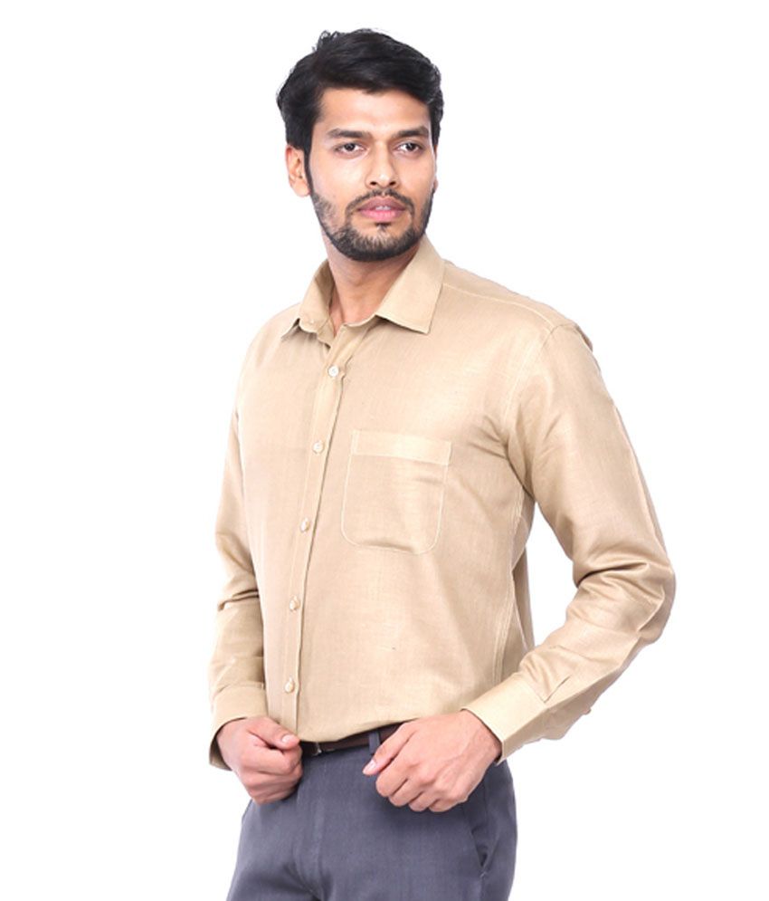 Chairman Khaki Linen Shirt - Buy Chairman Khaki Linen Shirt Online at ...