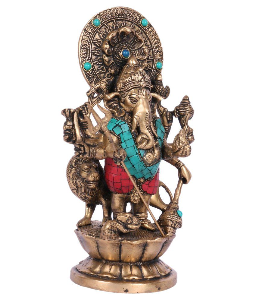 Collectible India Brass Turquoise Kana Drishti Ganesha  
