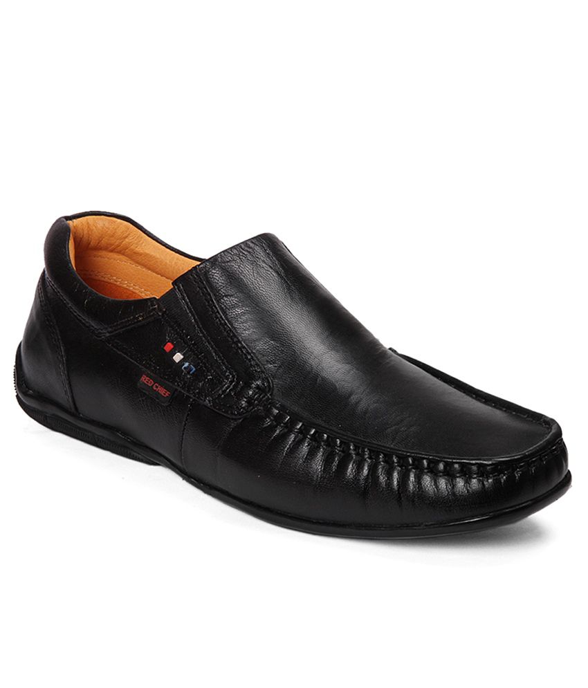 red chief black leather shoes price