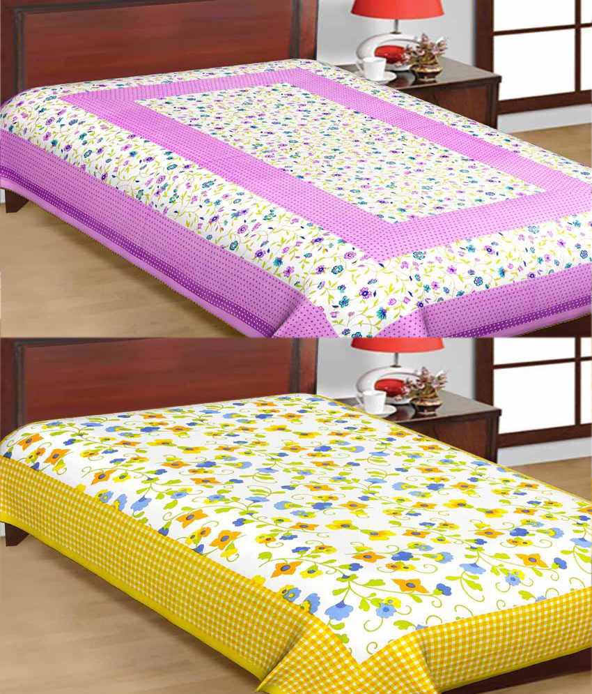     			UniqChoice Rajasthani Traditional Printed Cotton Two Single Bed Sheet Como