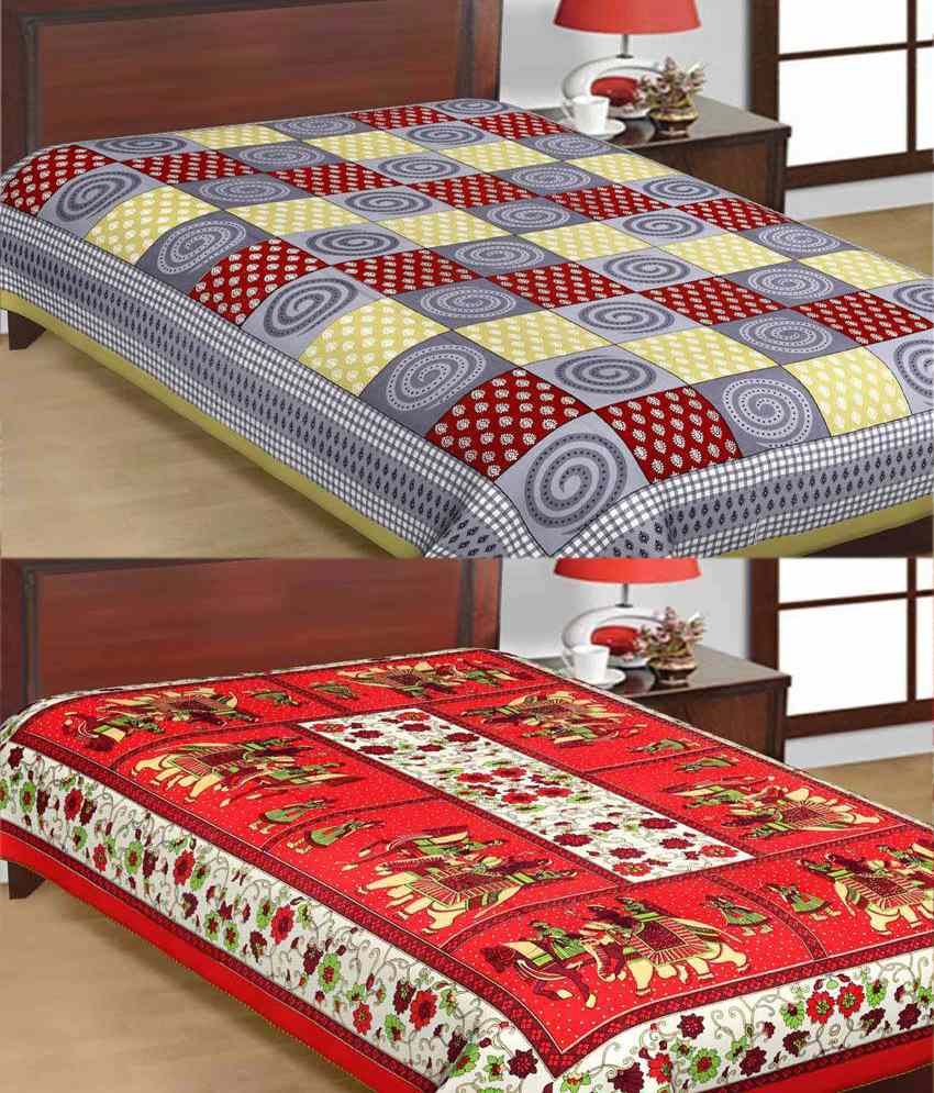 UniqChoice Sanganeri Printed MultiColor 2 Single bed sheet Combo Buy UniqChoice Sanganeri