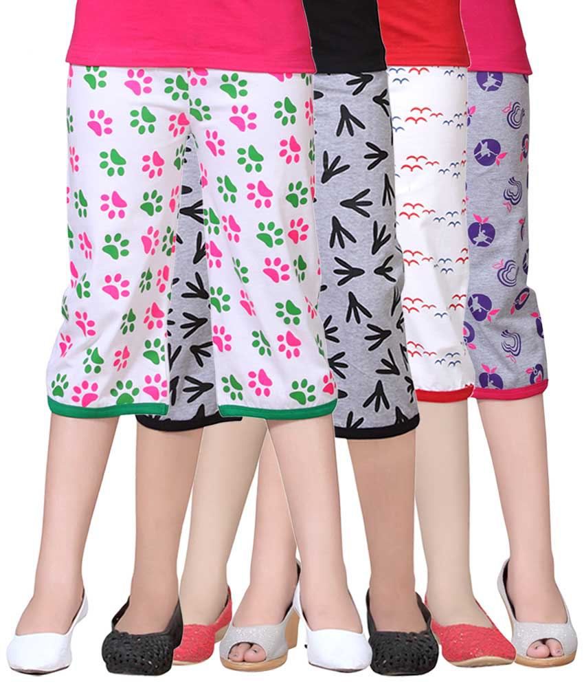     			Sini Mini - Multicolor Cotton Girls Capris ( Pack of 4 )