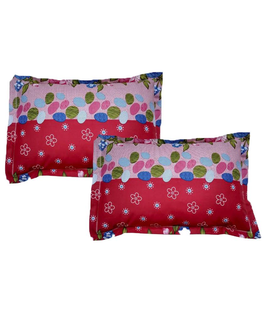 Vishal Store Red Cotton Pillow Cover 