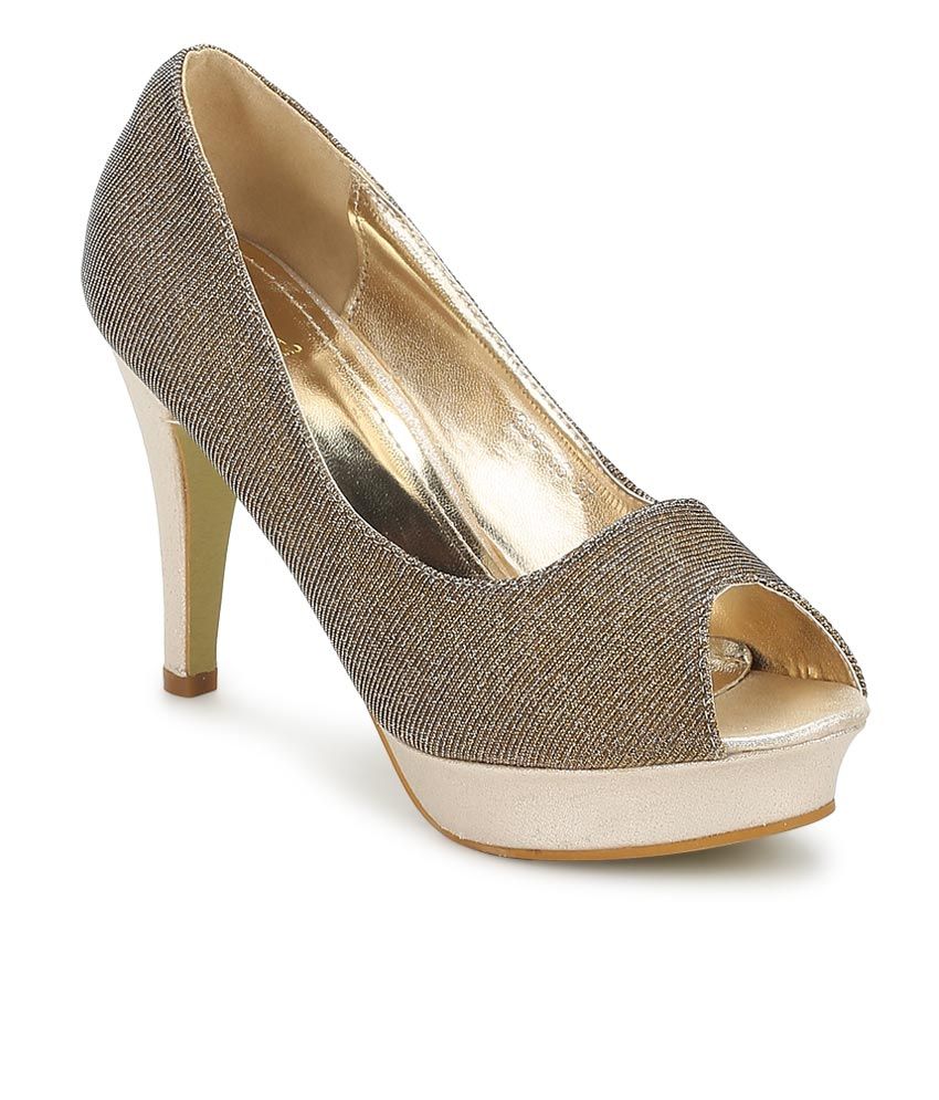 Tresmode 159-Cpeep Gold Heel Pumps 