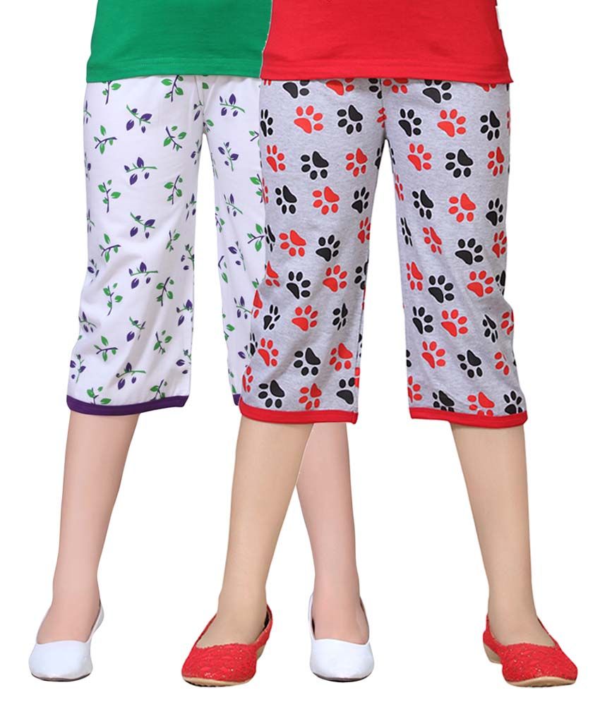     			Sini Mini - Multi Cotton Girls Capris ( Pack of 2 )