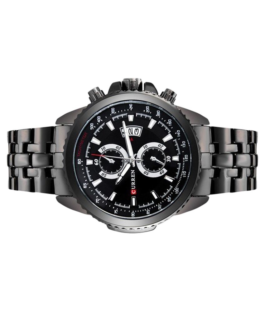 curren black analog watch