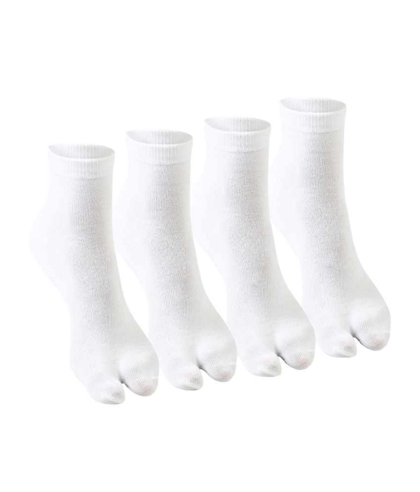 Supersox White Cotton Thumb Socks - Pack Of 4: Buy Online at Low Price ...