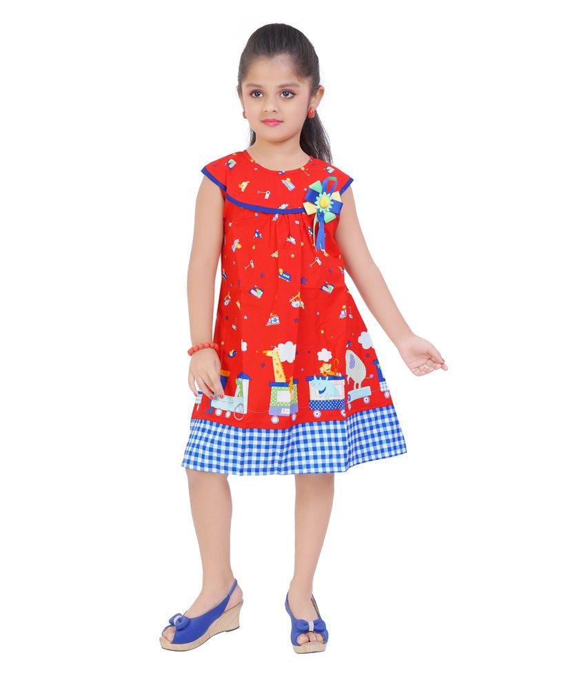 red and blue frock