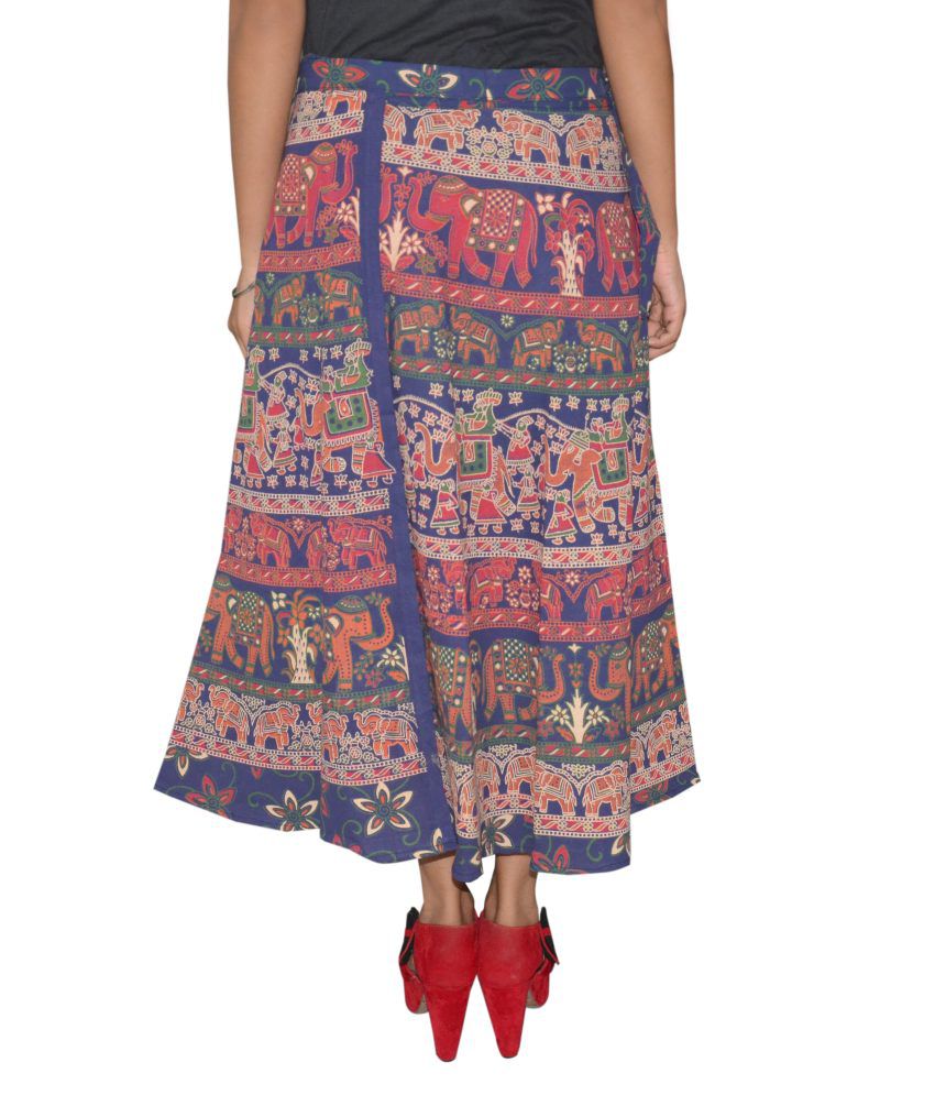 Buy Pezzava Blue Cotton Wraparound Skirt Online at Best Prices in India ...
