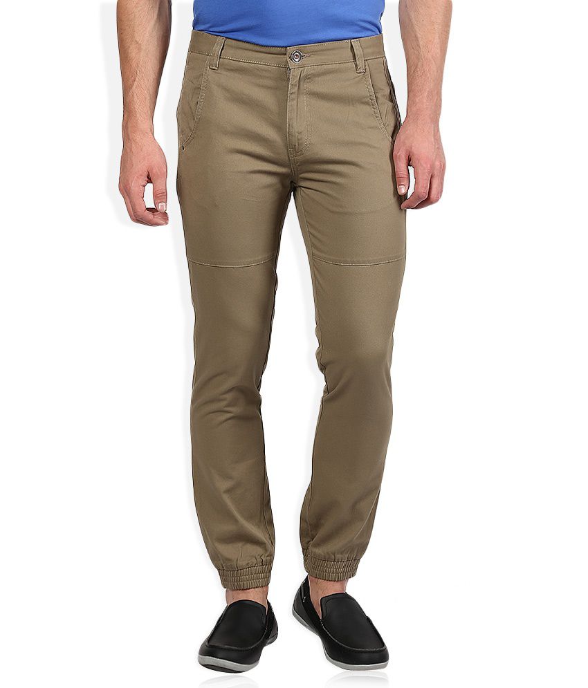 United Colors of Benetton Beige Solid Flat Front Trousers - Buy United ...