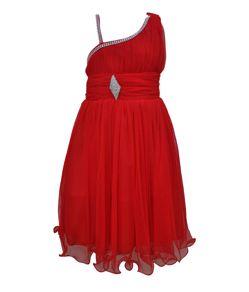 red color long frock