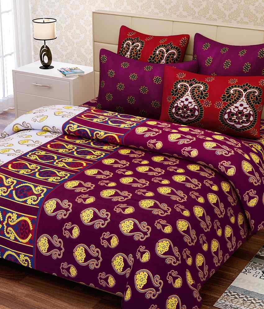 Sej By Nisha Gupta Pink Cotton Double Bedsheet With 2 Pillow Cover