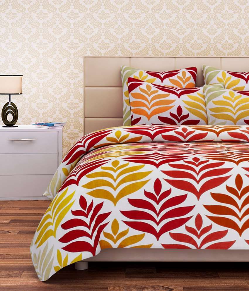 Sej By Nisha Gupta Red Cotton Double Bedsheet With 2 Pillow Cover Buy