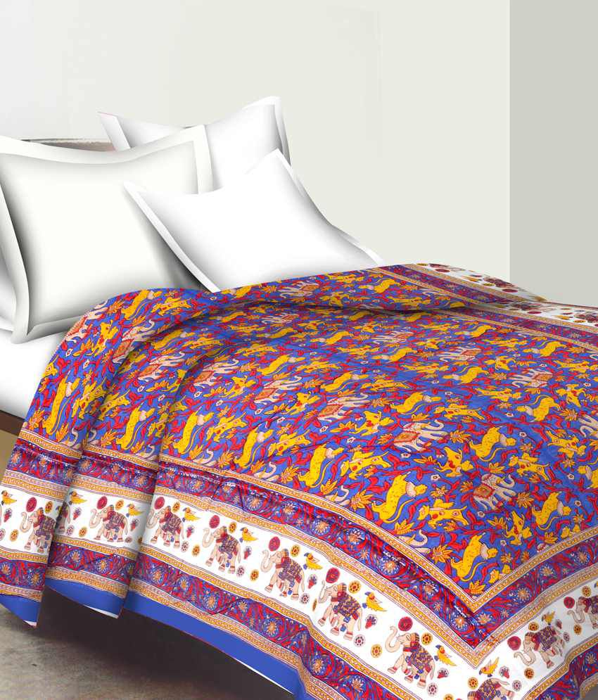     			UniqChoice 100% Cotton Jaipuri Traditional Prnted Cotton Single Bed Sheet